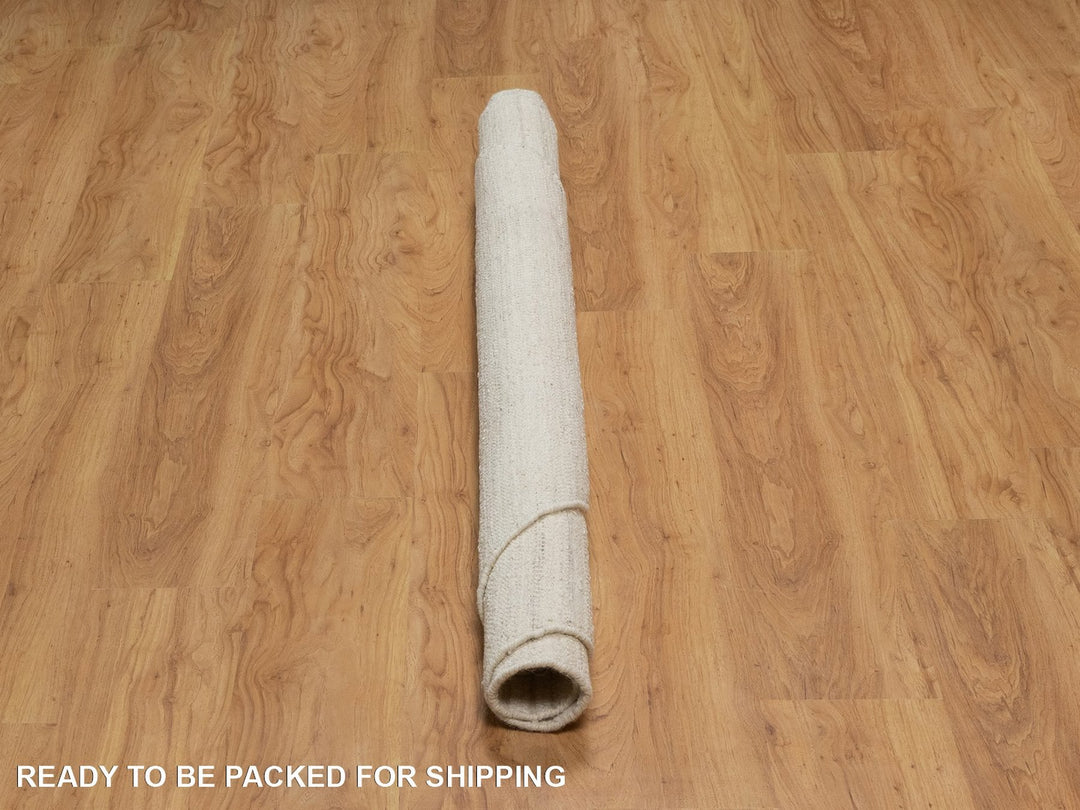 6'0" x 6'0" New Hand Knotted Ivory Wool Round Oriental Rug - MOA10292258