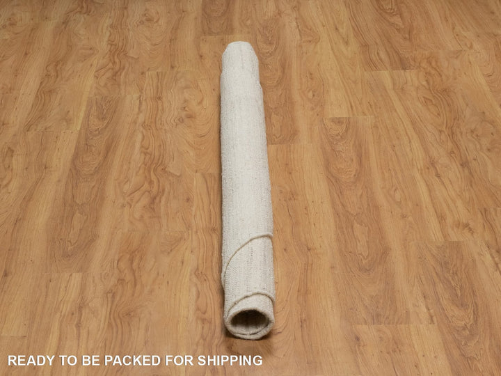 6'0" x 6'0" New Hand Knotted Ivory Wool Round Oriental Rug - MOA10292258