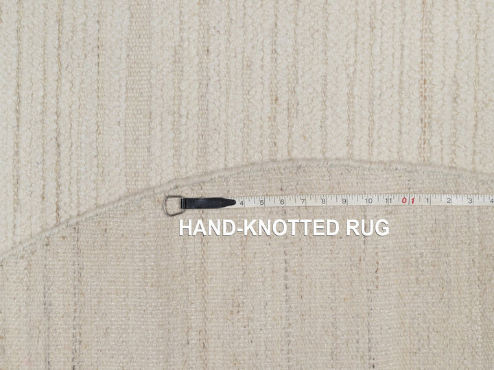 6'0" x 6'0" New Hand Knotted Ivory Wool Round Oriental Rug - MOA10292258