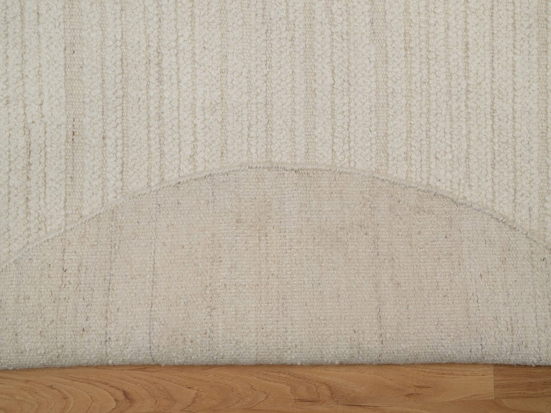 5'0" x 5'0" New Hand Knotted Ivory Wool Round Oriental Rug - MOA10292259