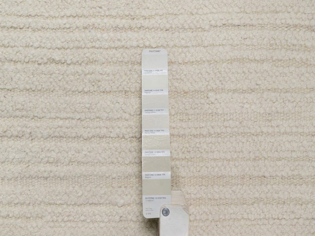 5'0" x 5'0" New Hand Knotted Ivory Wool Round Oriental Rug - MOA10292259