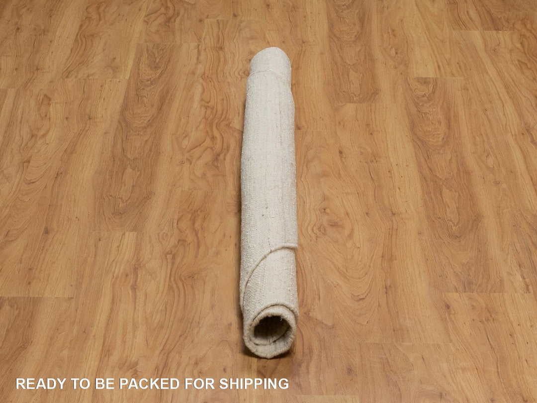 5'0" x 5'0" New Hand Knotted Ivory Wool Round Oriental Rug - MOA10292259