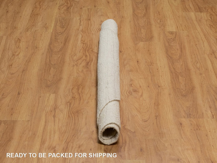 5'0" x 5'0" New Hand Knotted Ivory Wool Round Oriental Rug - MOA10292259