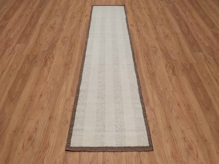 2'6" x 11'11" New Hand Knotted Ivory Wool Runner Oriental Rug - MOA10292260