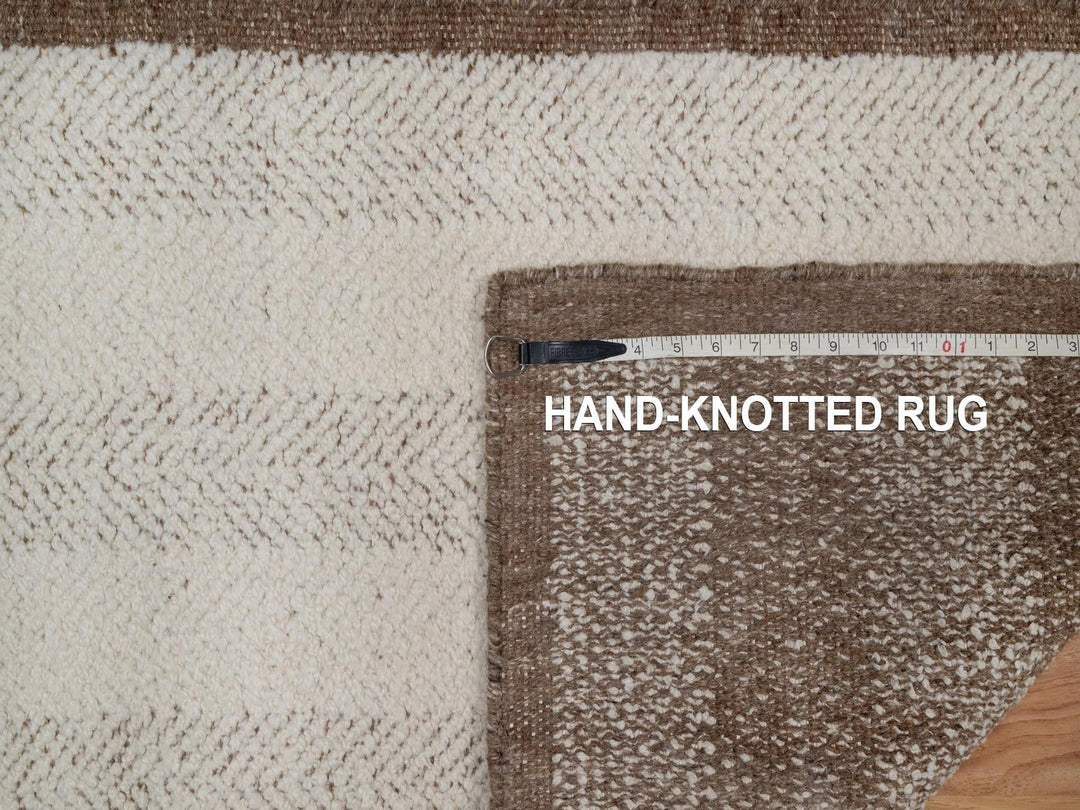 2'6" x 11'11" New Hand Knotted Ivory Wool Runner Oriental Rug - MOA10292260