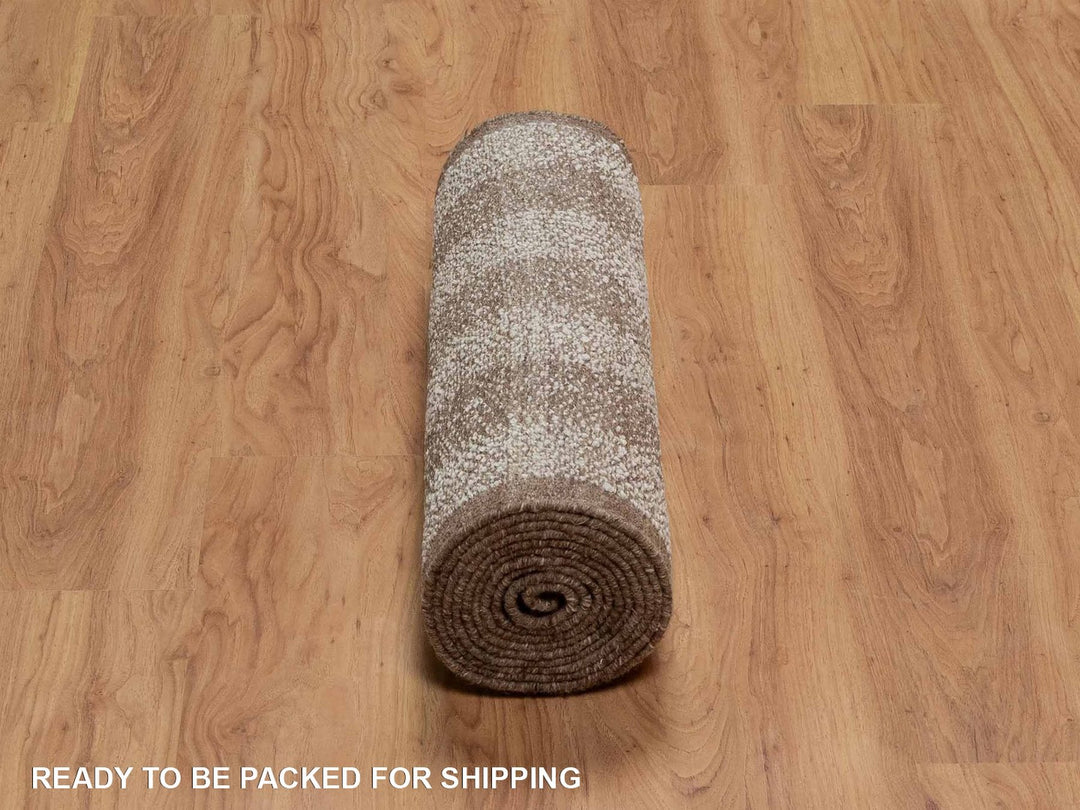 2'6" x 11'10" New Hand Knotted Ivory Wool Runner Oriental Rug - MOA10292261