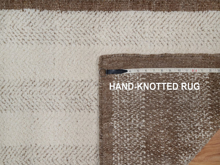 2'6" x 11'10" New Hand Knotted Ivory Wool Runner Oriental Rug - MOA10292261