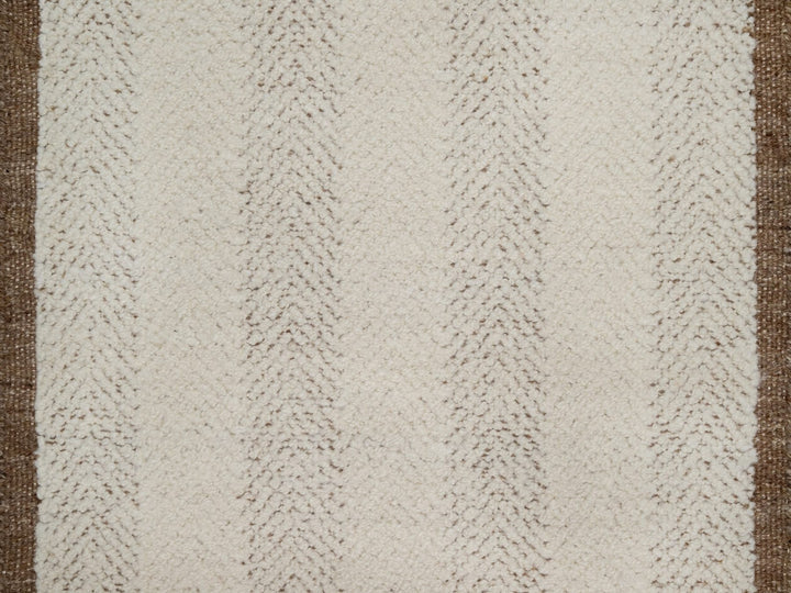 2'5" x 10'0" New Hand Knotted Ivory Wool Runner Oriental Rug - MOA10292262