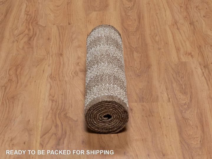 2'5" x 10'0" New Hand Knotted Ivory Wool Runner Oriental Rug - MOA10292262