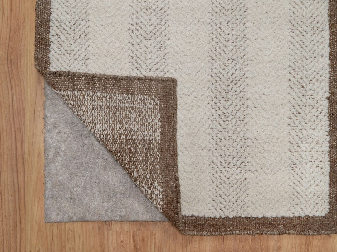 2'5" x 10'1" New Hand Knotted Ivory Wool Runner Oriental Rug - MOA10292263