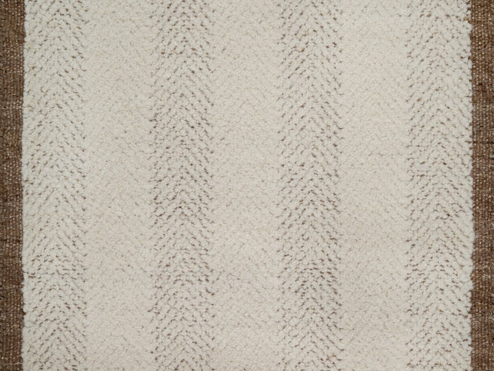 2'5" x 10'1" New Hand Knotted Ivory Wool Runner Oriental Rug - MOA10292263