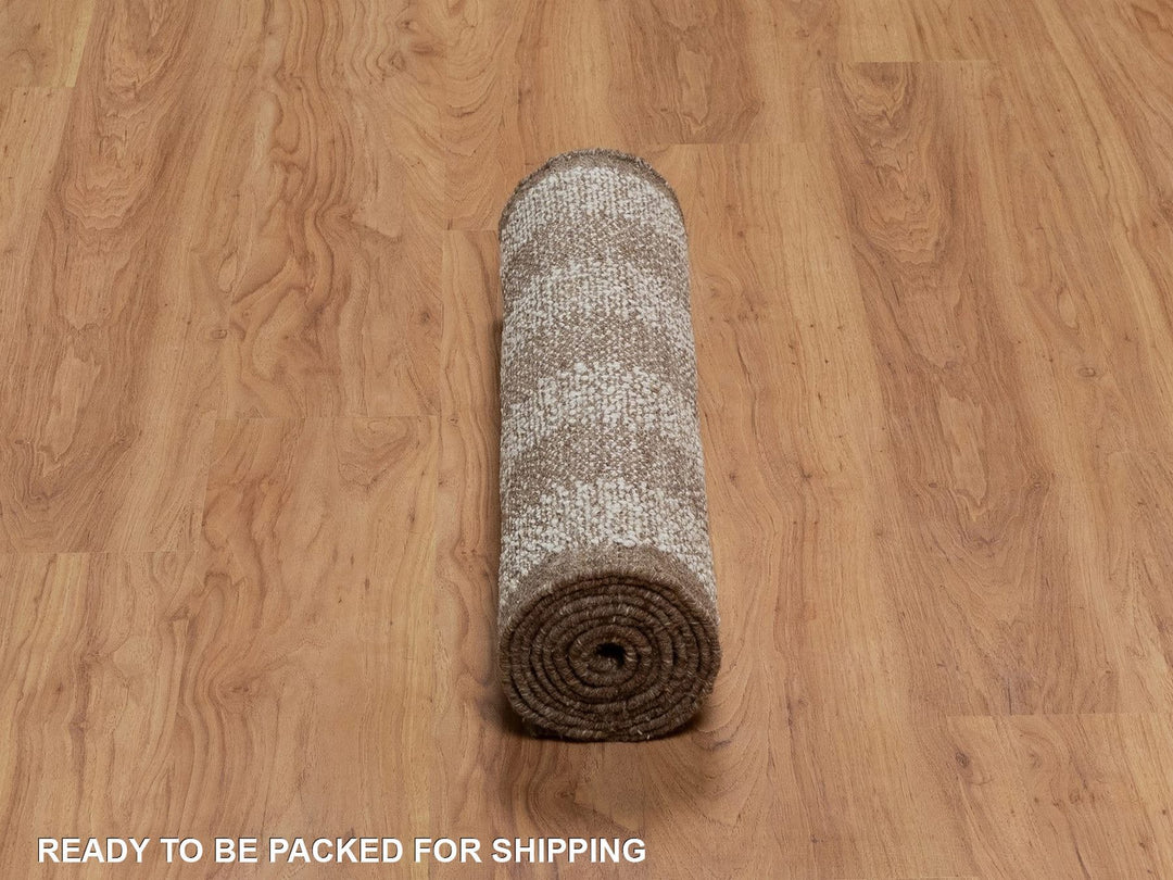 2'5" x 8'2" New Hand Knotted Ivory Wool Runner Oriental Rug - MOA10292264