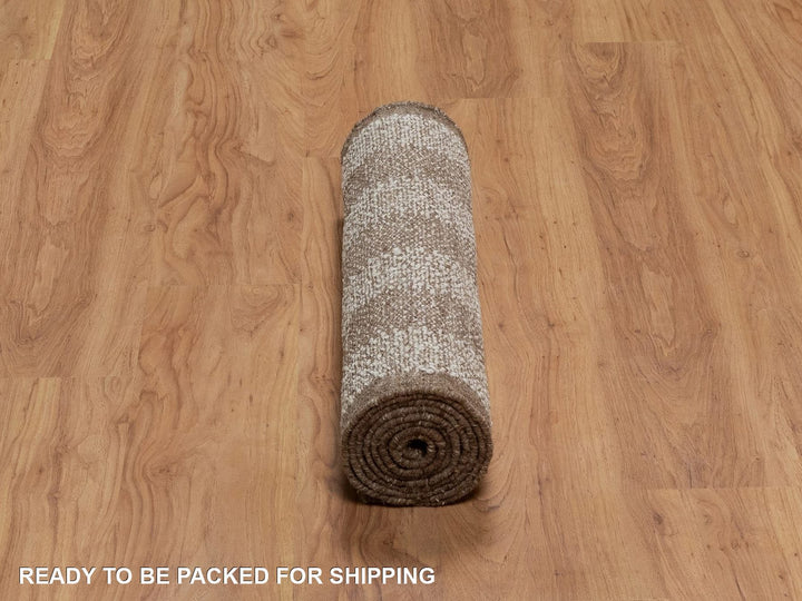 2'5" x 8'3" New Hand Knotted Ivory Wool Runner Oriental Rug - MOA10292265