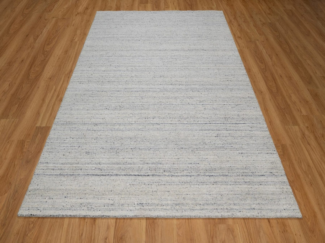 6'1" x 9'1" New Hand Loomed Grey Wool Rectangle Oriental Rug - MOA10292268