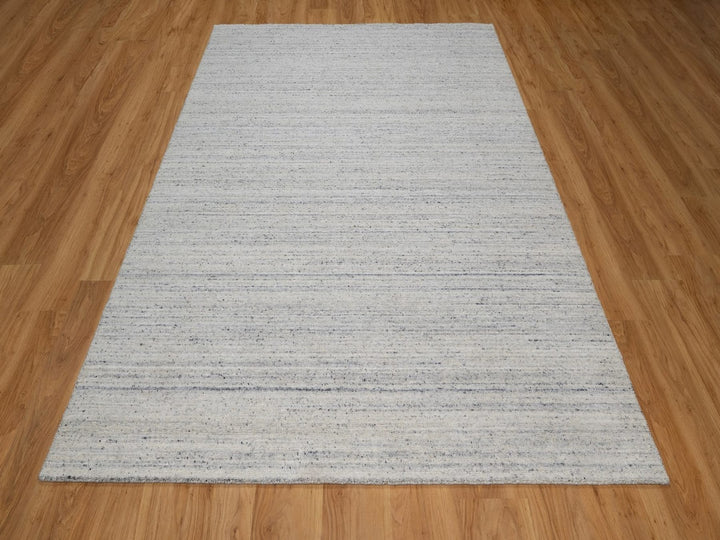 6'1" x 9'1" New Hand Loomed Grey Wool Rectangle Oriental Rug - MOA10292268