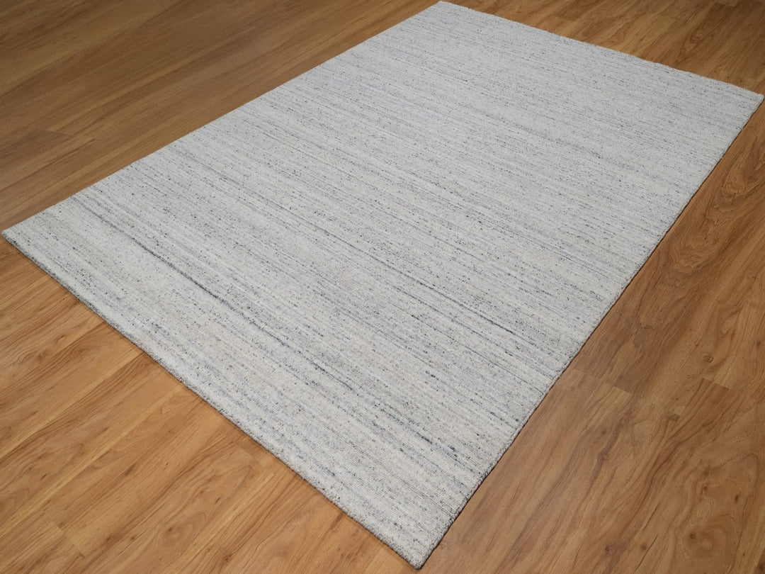 6'1" x 9'1" New Hand Loomed Grey Wool Rectangle Oriental Rug - MOA10292268