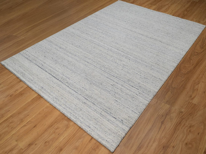 6'1" x 9'1" New Hand Loomed Grey Wool Rectangle Oriental Rug - MOA10292268