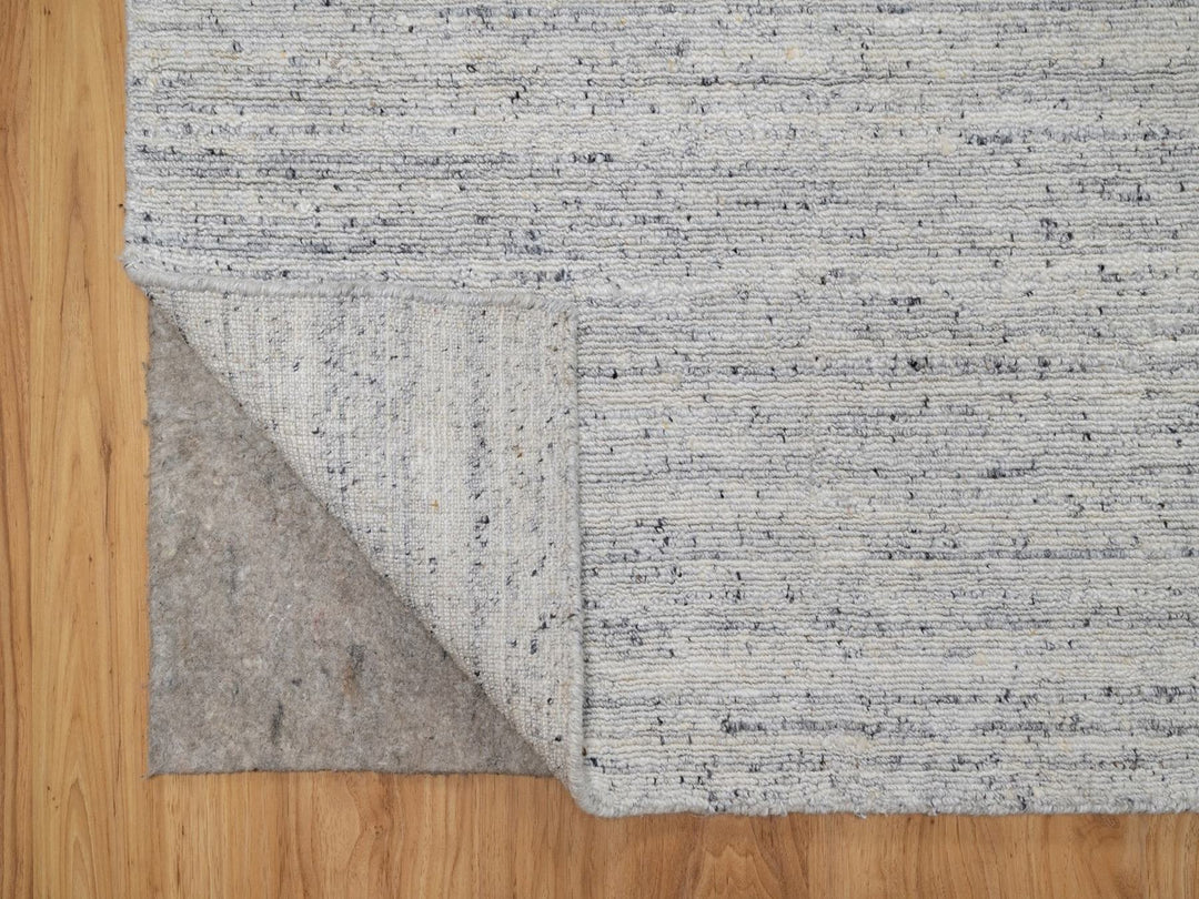 6'1" x 9'1" New Hand Loomed Grey Wool Rectangle Oriental Rug - MOA10292268