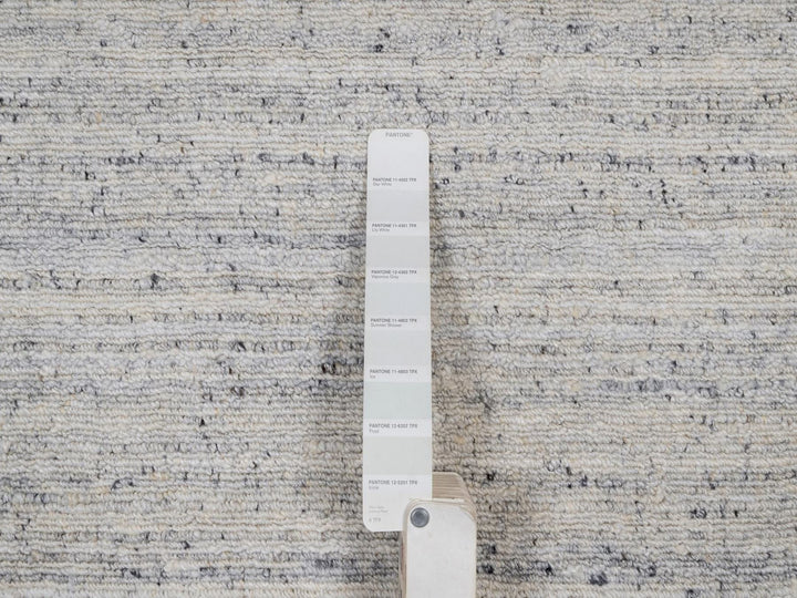 6'1" x 9'1" New Hand Loomed Grey Wool Rectangle Oriental Rug - MOA10292268