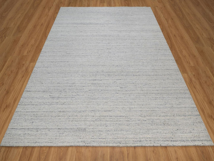 8'1" x 9'11" New Hand Loomed Grey Wool Rectangle Oriental Rug - MOA10292269