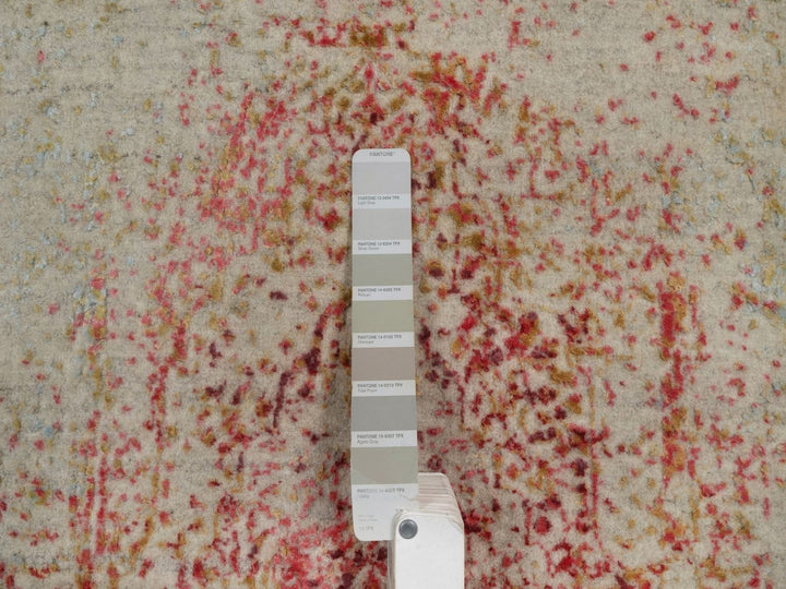 1'11" x 3'1" New Hand Knotted Pink Wool & Silk Rectangle Oriental Rug - MOA10292270