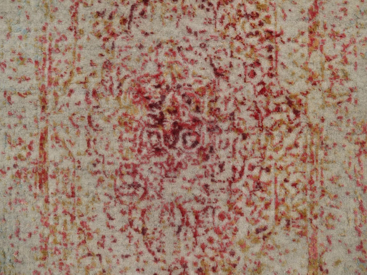 1'11" x 3'1" New Hand Knotted Pink Wool & Silk Rectangle Oriental Rug - MOA10292270