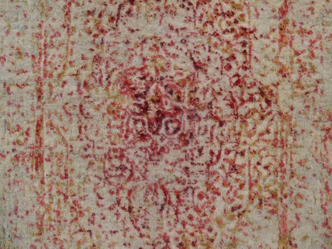 1'11" x 3'1" New Hand Knotted Pink Wool & Silk Rectangle Oriental Rug - MOA10292271