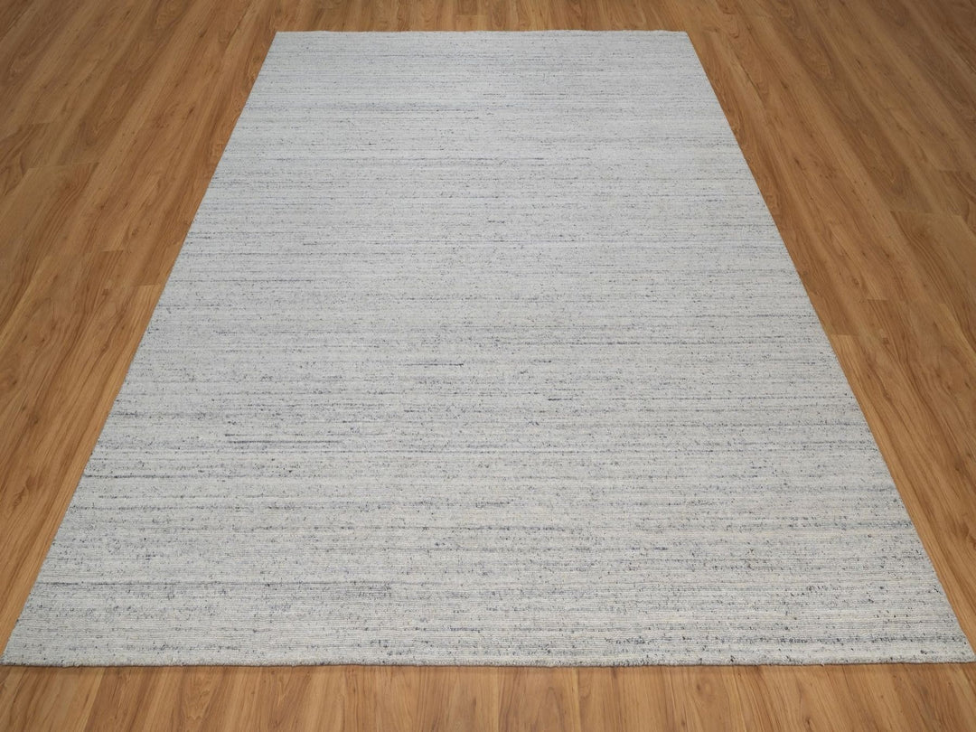 8'0" x 9'11" New Hand Loomed Grey Wool Rectangle Oriental Rug - MOA10292272