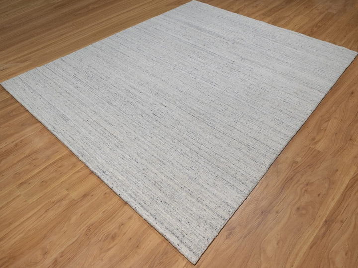8'0" x 9'11" New Hand Loomed Grey Wool Rectangle Oriental Rug - MOA10292272
