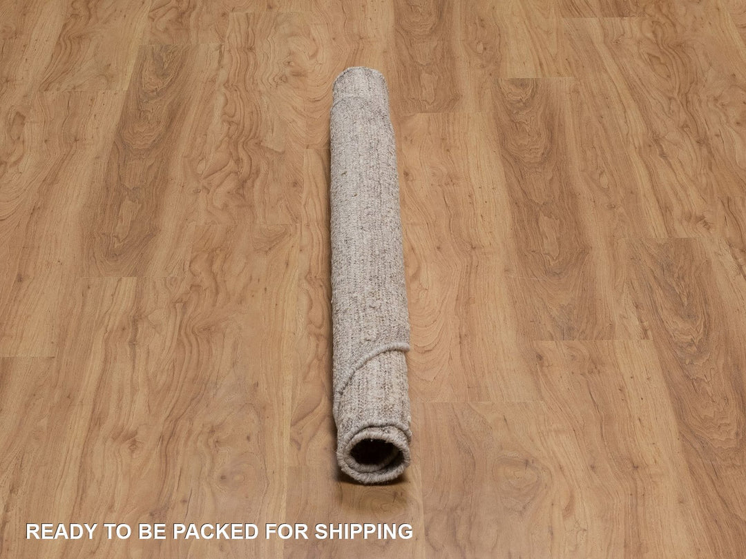 5'0" x 5'0" New Hand Knotted Brown Wool Round Oriental Rug - MOA10292275