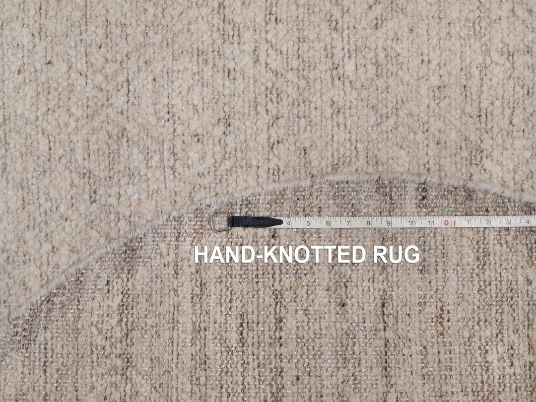 5'0" x 5'0" New Hand Knotted Brown Wool Round Oriental Rug - MOA10292275