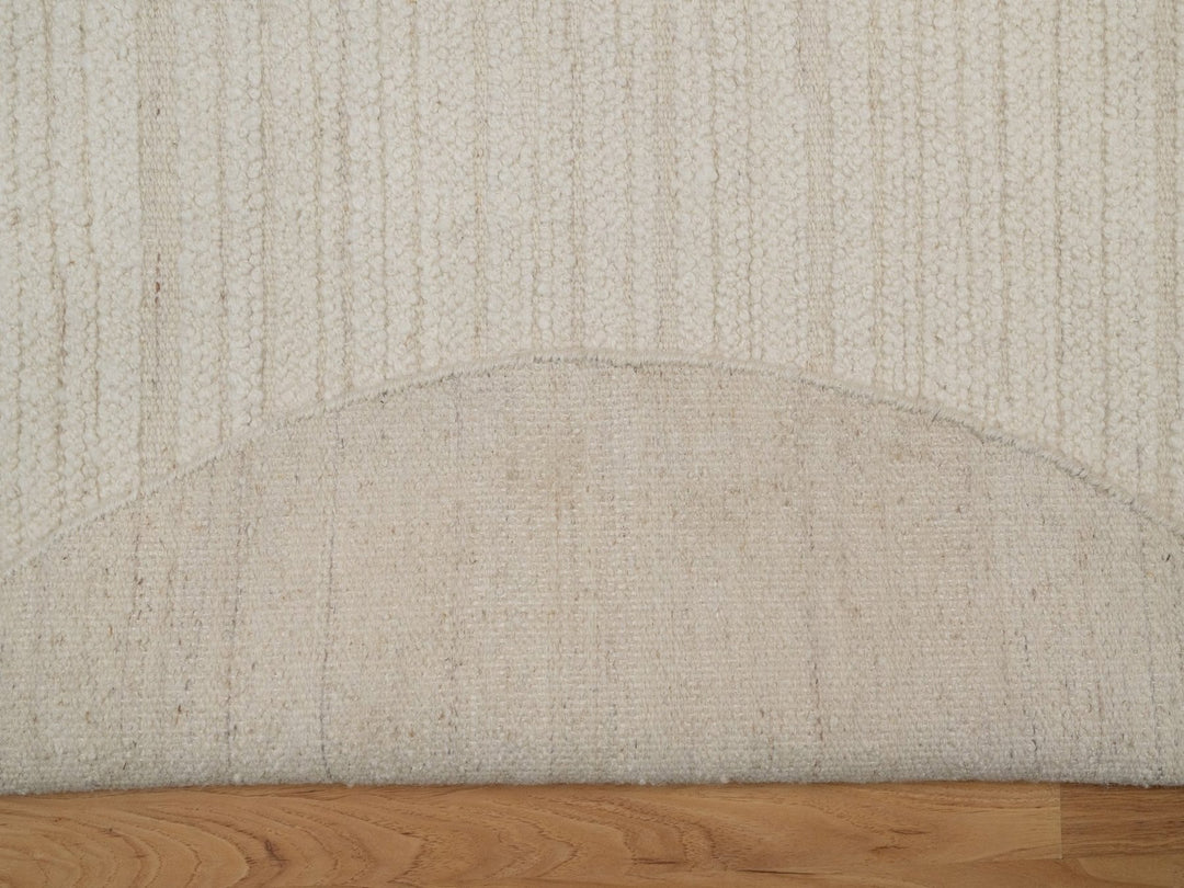 5'0" x 5'0" New Hand Knotted Ivory Wool Round Oriental Rug - MOA10292276