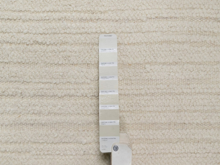 5'0" x 5'0" New Hand Knotted Ivory Wool Round Oriental Rug - MOA10292276