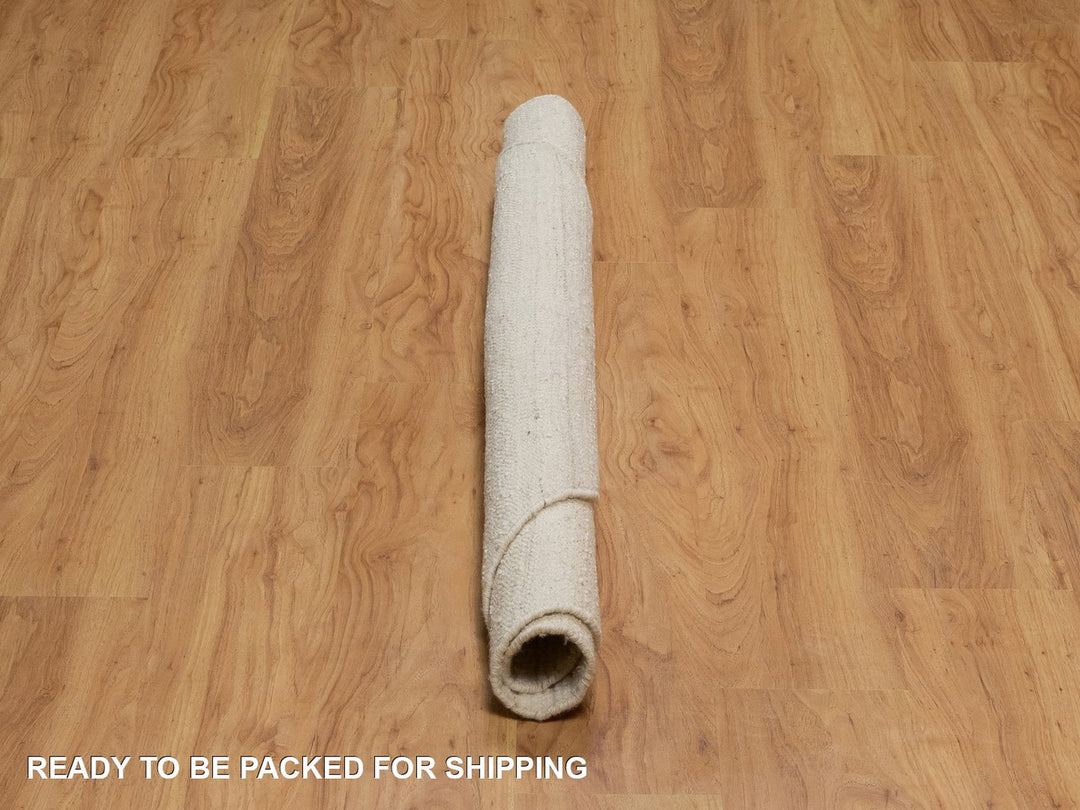 5'0" x 5'0" New Hand Knotted Ivory Wool Round Oriental Rug - MOA10292276