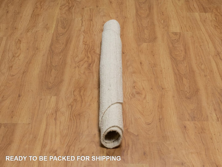 5'0" x 5'0" New Hand Knotted Ivory Wool Round Oriental Rug - MOA10292276