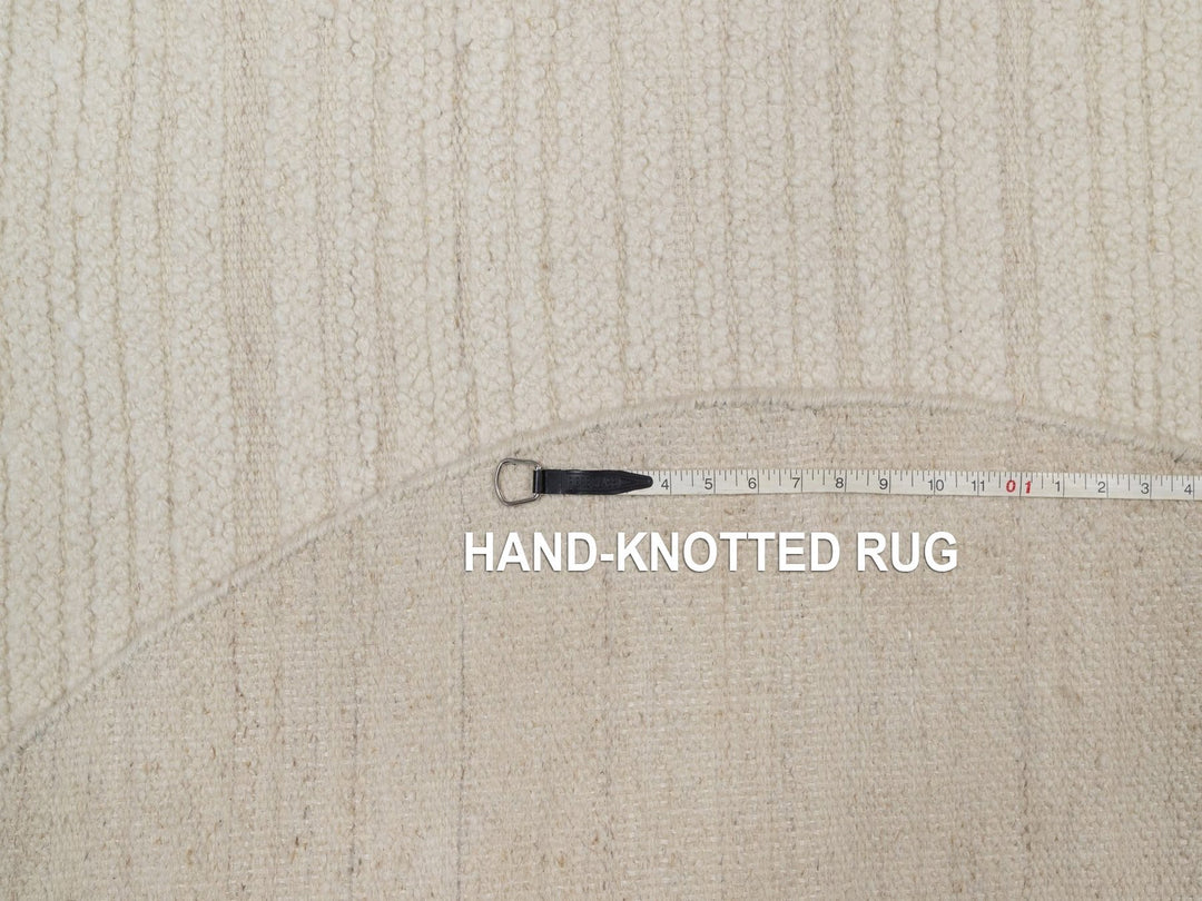 5'0" x 5'0" New Hand Knotted Ivory Wool Round Oriental Rug - MOA10292276