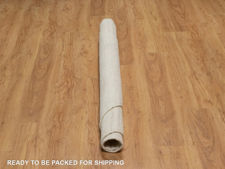 6'0" x 6'0" New Hand Knotted Ivory Wool Round Oriental Rug - MOA10292277