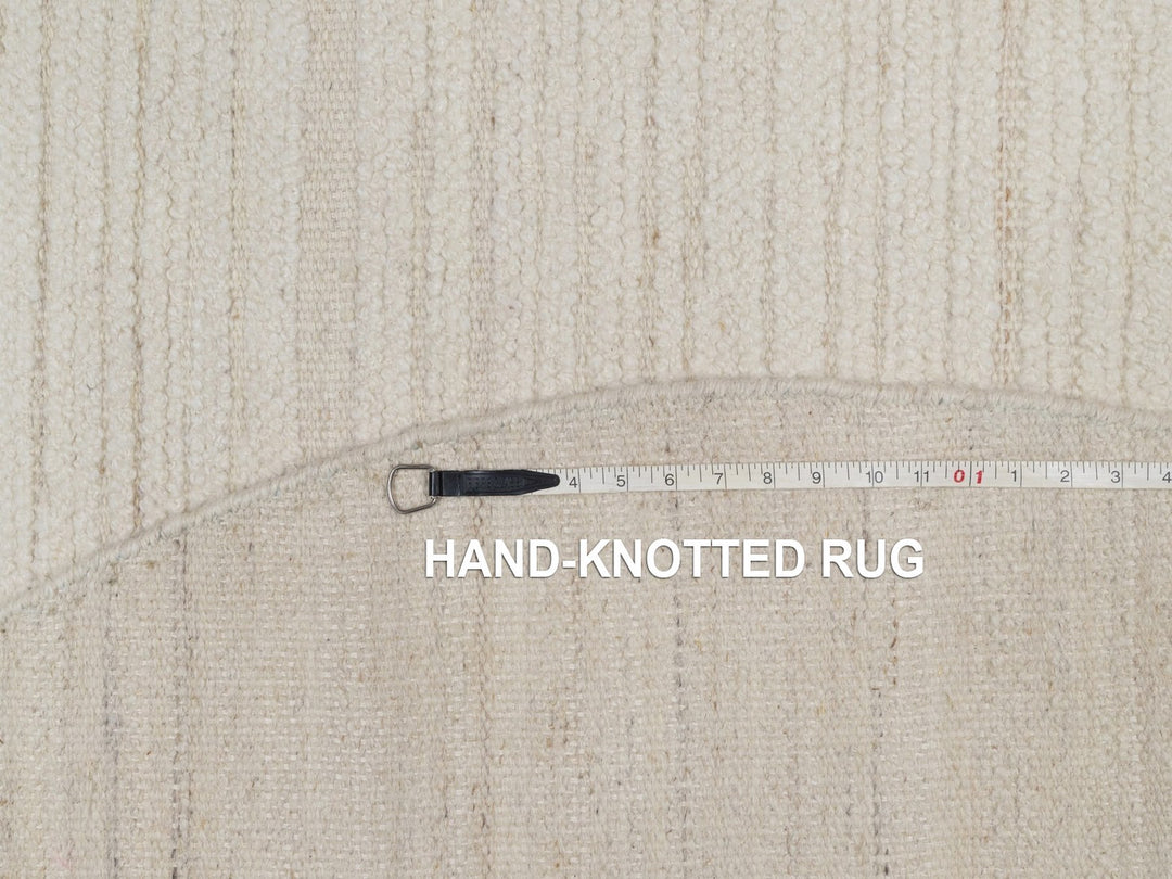 6'0" x 6'0" New Hand Knotted Ivory Wool Round Oriental Rug - MOA10292277