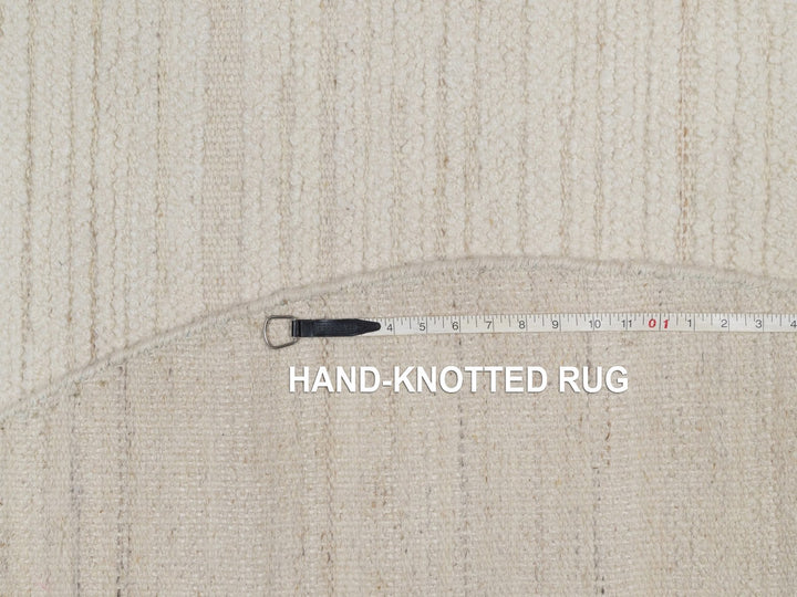 6'0" x 6'0" New Hand Knotted Ivory Wool Round Oriental Rug - MOA10292277