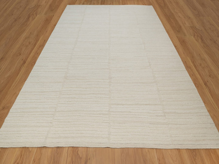 9'1" x 12'2" New Hand Knotted Ivory Wool Rectangle Oriental Rug - MOA10292278