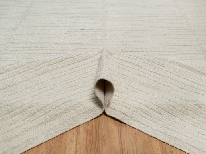 9'1" x 12'2" New Hand Knotted Ivory Wool Rectangle Oriental Rug - MOA10292278