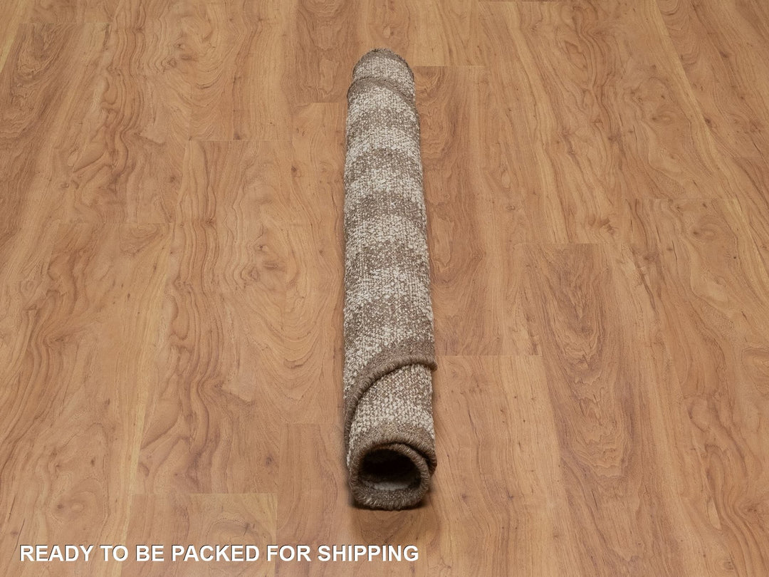 5'0" x 5'0" New Hand Knotted Ivory Wool Round Oriental Rug - MOA10292279