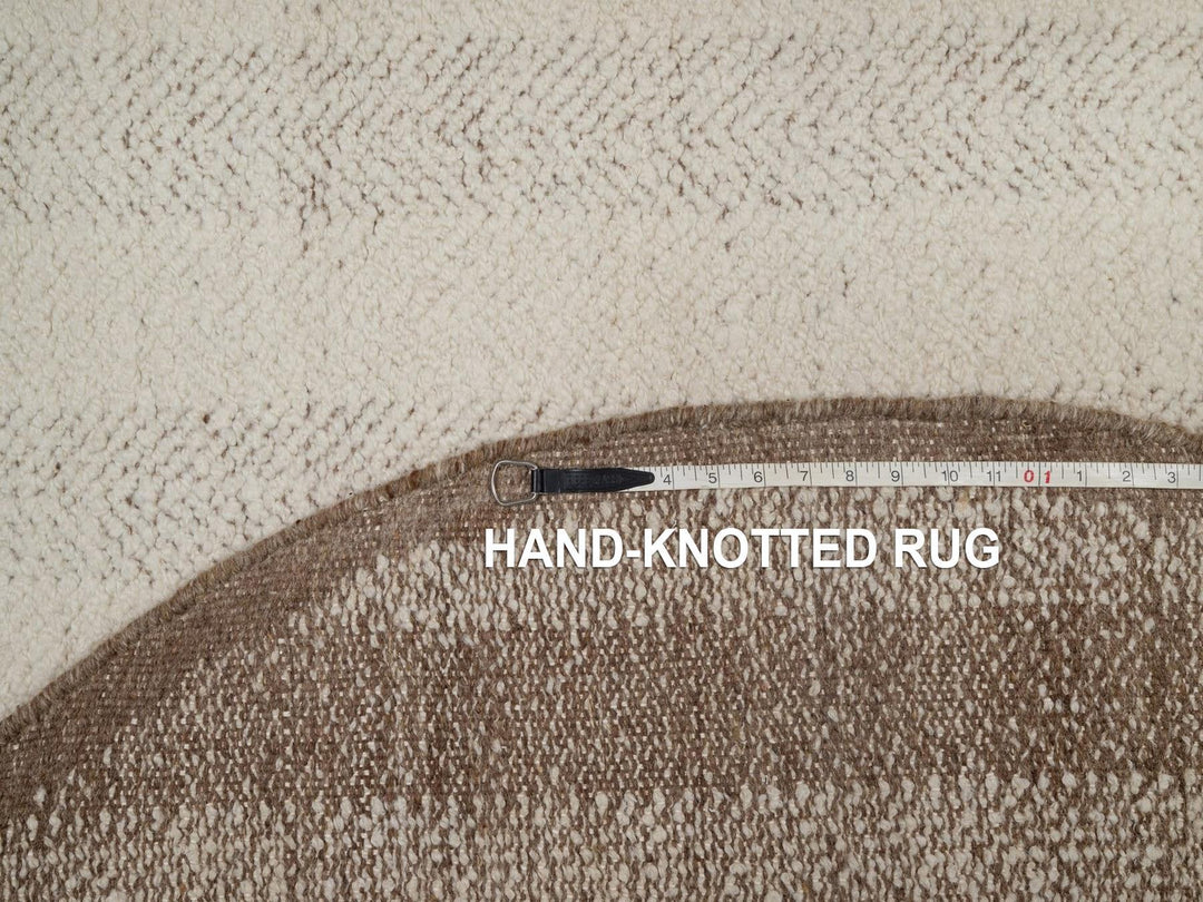 5'0" x 5'0" New Hand Knotted Ivory Wool Round Oriental Rug - MOA10292279