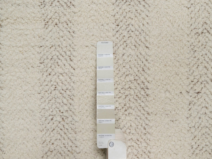 5'1" x 5'1" New Hand Knotted Ivory Wool Round Oriental Rug - MOA10292280