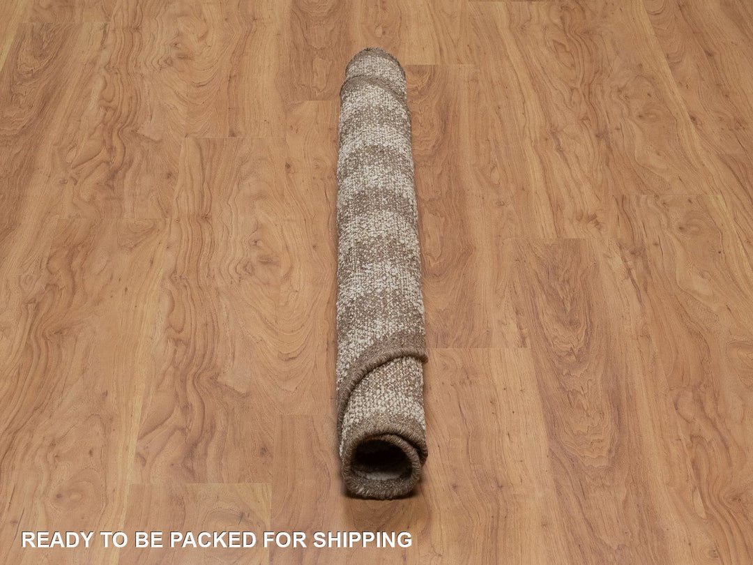 5'1" x 5'1" New Hand Knotted Ivory Wool Round Oriental Rug - MOA10292280