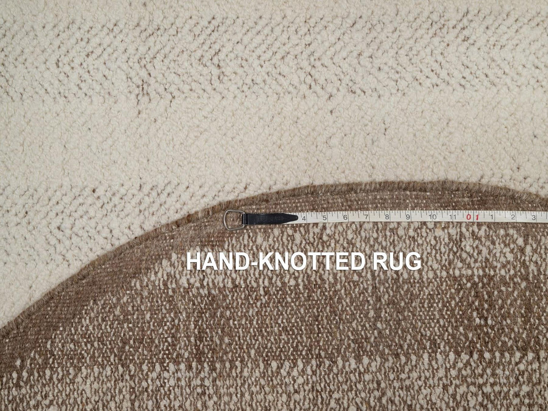 5'1" x 5'1" New Hand Knotted Ivory Wool Round Oriental Rug - MOA10292280