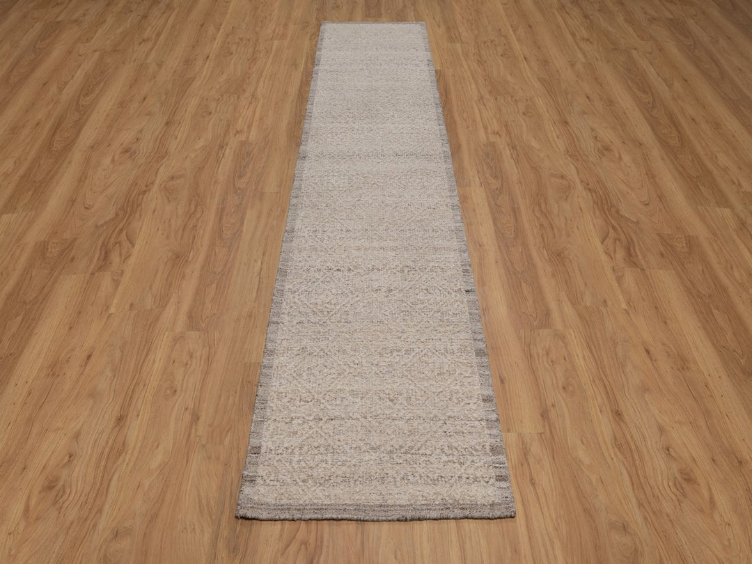 2'7" x 11'11" New Hand Knotted Brown Wool Runner Oriental Rug - MOA10292283