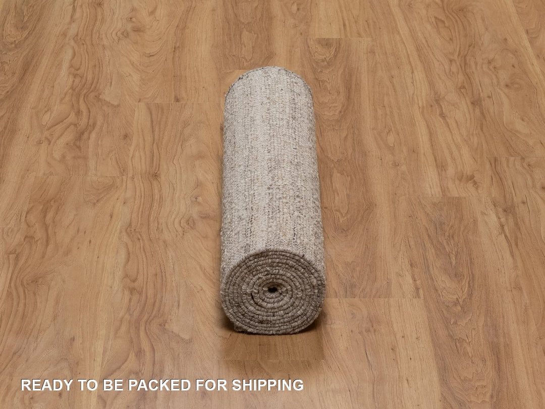 2'7" x 11'11" New Hand Knotted Brown Wool Runner Oriental Rug - MOA10292283