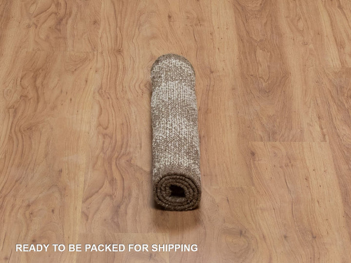 2'0" x 3'0" New Hand Knotted Ivory Wool Rectangle Oriental Rug - MOA10292285