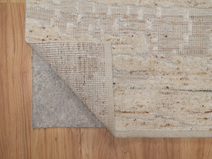 2'6" x 8'1" New Hand Knotted Ivory Wool Runner Oriental Rug - MOA10292288